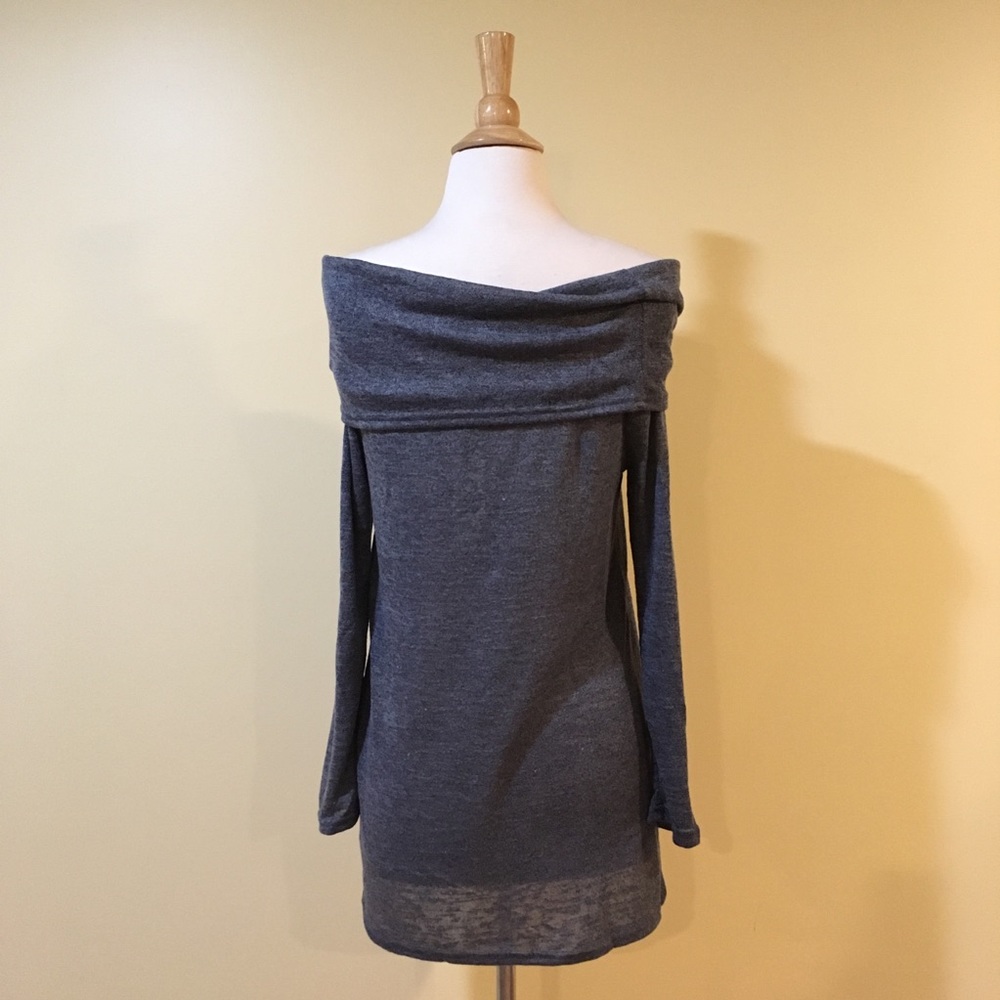 Foldover Off Shoulder High Low Knit Sweater Top - Picture 9 of 11